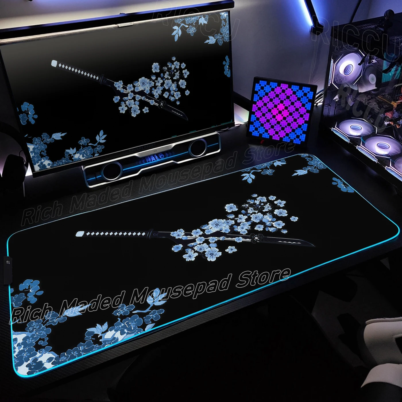Sakura Desk Mat Large RGB Sword Cherry Blossom Art Deaign Black Mousemat LED Gaming Mousepad Luminous Desk Pad Gamer Backlit Pad
Sakura Desk Mat Large RGB Sword Cherry Blossom Art Deaign Black Mousemat LED Gaming Mousepad Luminous Desk Pad Gamer Backlit Pad