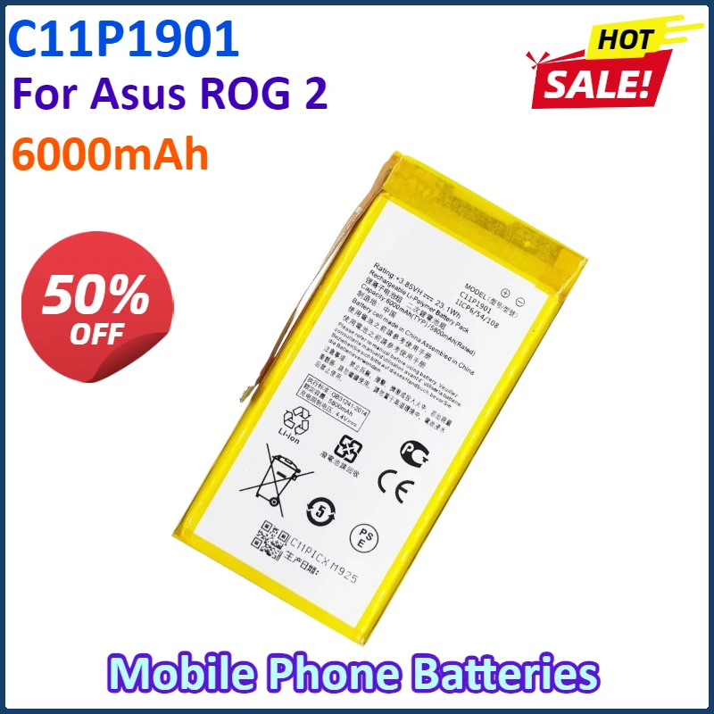 C11P1901 6000mAh New Hight Mobile Phone Batteries For Asus ROG 2 I001DB ZS660KL Game Phone Generation Battery
C11P1901 6000mAh New Hight Mobile Phone Batteries For Asus ROG 2 I001DB ZS660KL Game Phone Generation Battery