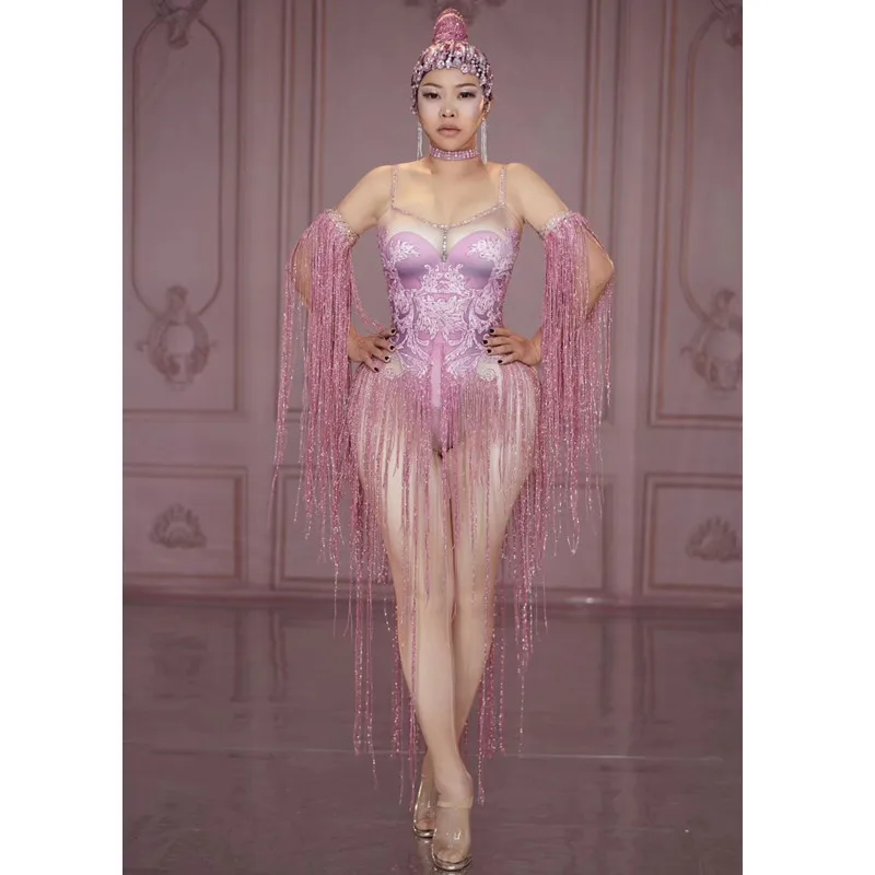 Pink Tassel Rhinestone Jumpsuit Women Singer Dancer Bar Stage Performance Clothes Birthday Party Fringe Tight Show Dance Costume
Pink Tassel Rhinestone Jumpsuit Women Singer Dancer Bar Stage Performance Clothes Birthday Party Fringe Tight Show Dance Costume