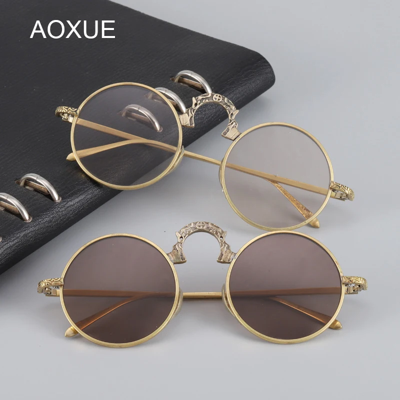 Vintage Round Crystal Glass Sunglasses Man Woman Natural Mineral Steampunk Sun Glasses Brown Stone Lens Copper Anti Scratch
Vintage Round Crystal Glass Sunglasses Man Woman Natural Mineral Steampunk Sun Glasses Brown Stone Lens Copper Anti Scratch