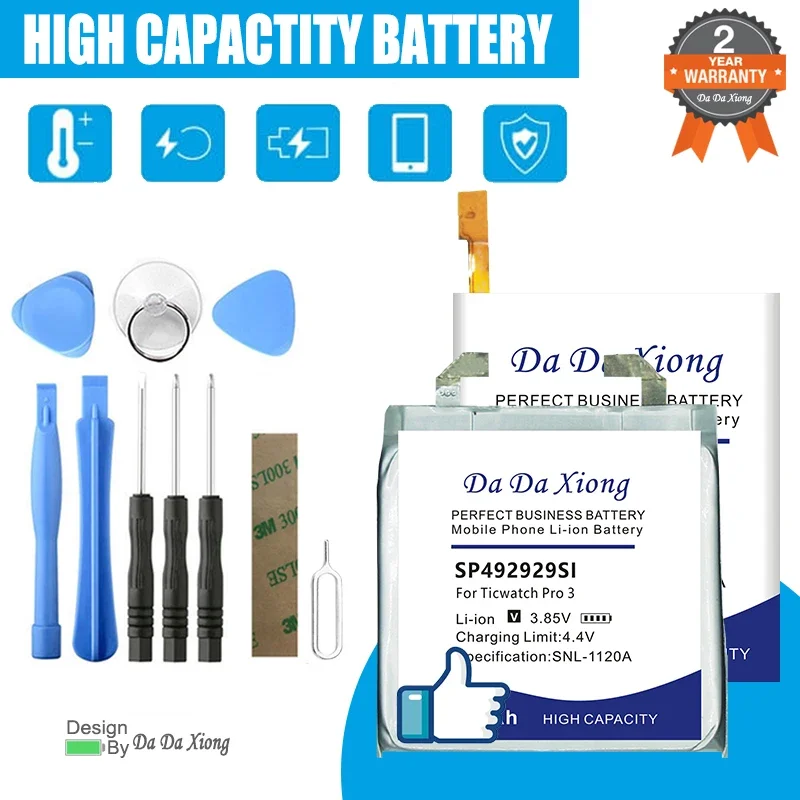 DRE622734SA SP502626SF 372726 SP492929SI SP452929SF Battery For Ticwatch Kids 1 2 C2 Pro 3 WE11056 WG11066 4G 46mm + Tool
DRE622734SA SP502626SF 372726 SP492929SI SP452929SF Battery For Ticwatch Kids 1 2 C2 Pro 3 WE11056 WG11066 4G 46mm + Tool