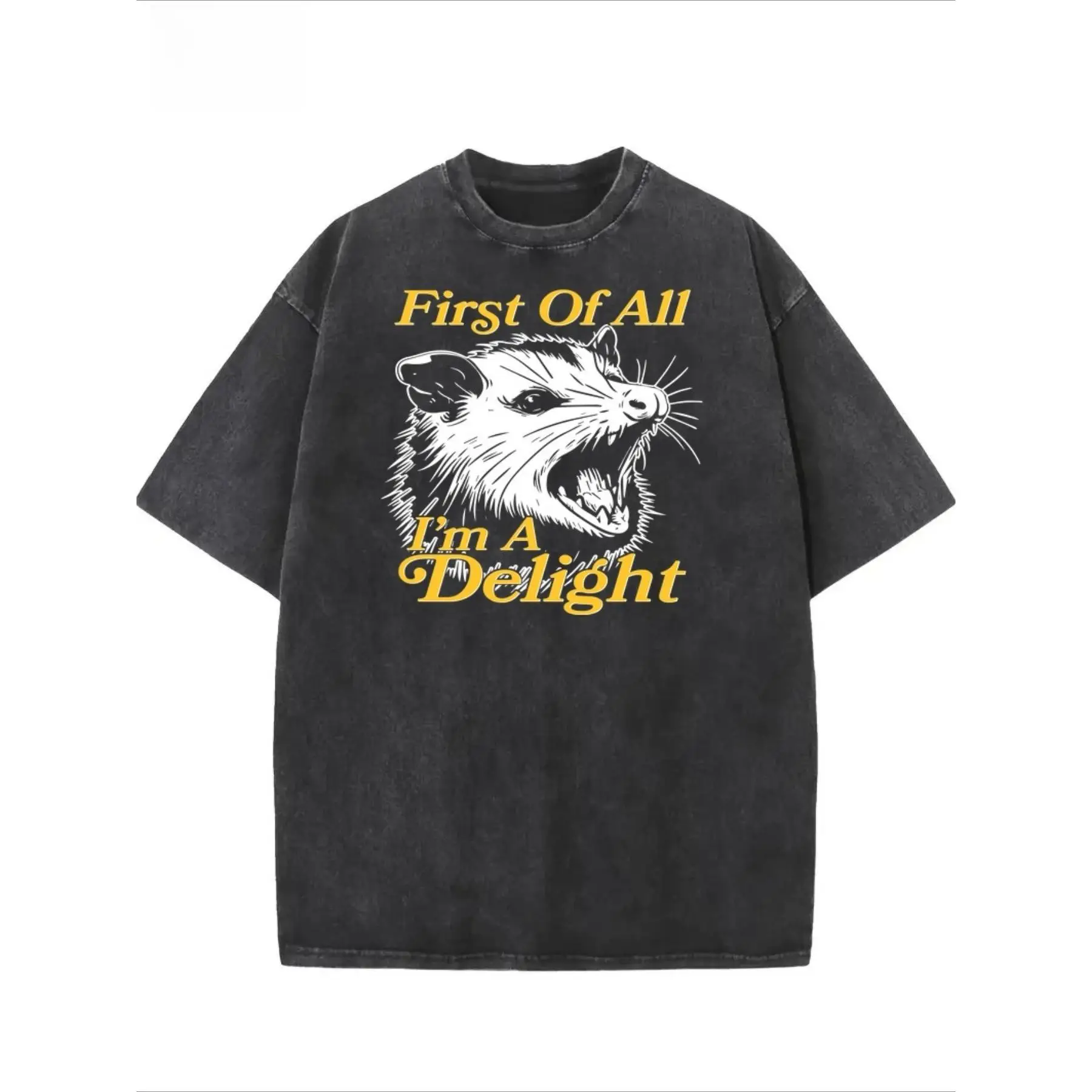 Vintage Cotton "First Of All I'm A Delight" T-Shirt Oversized Funny Possum Meme Quote Gothic Streetwear Tee
Vintage Cotton "First Of All I'm A Delight" T-Shirt Oversized Funny Possum Meme Quote Gothic Streetwear Tee