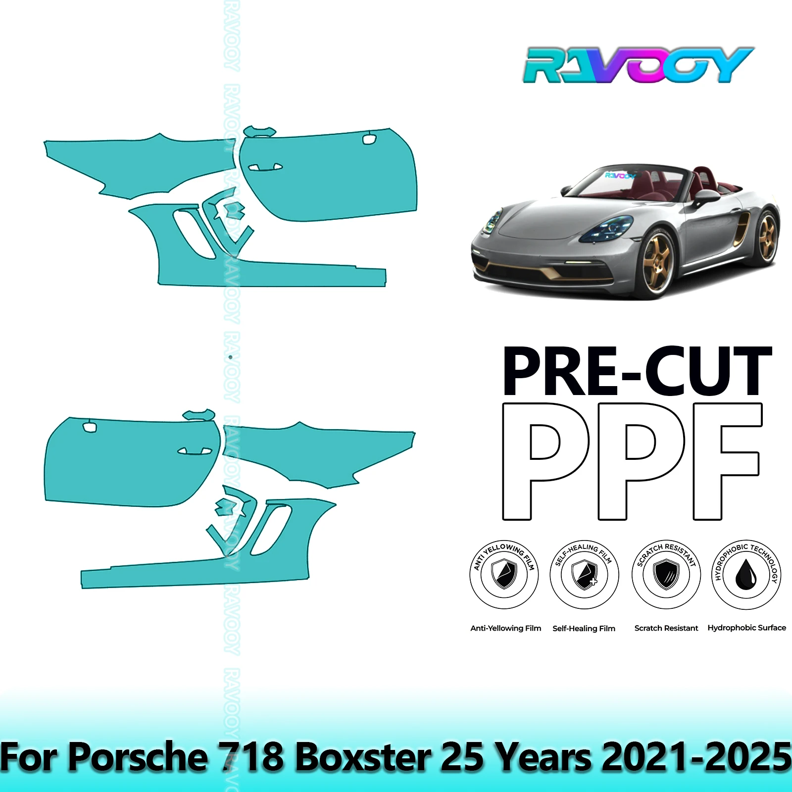 For Porsche 718 Boxster 25 Years 2021-2025 8.5mil Clear Matte Pre-Cut PPF Door & A/B Pillar Kit TPU Paint Protection Film Set
For Porsche 718 Boxster 25 Years 2021-2025 8.5mil Clear Matte Pre-Cut PPF Door & A/B Pillar Kit TPU Paint Protection Film Set