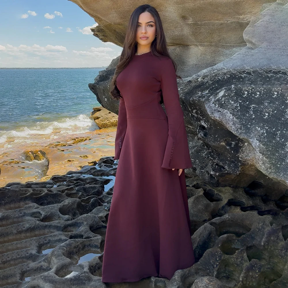 Customized Simple Evening Dress Long Sleeves O Neck A Line Modest Formal Party Gowns Purple
Customized Simple Evening Dress Long Sleeves O Neck A Line Modest Formal Party Gowns Purple