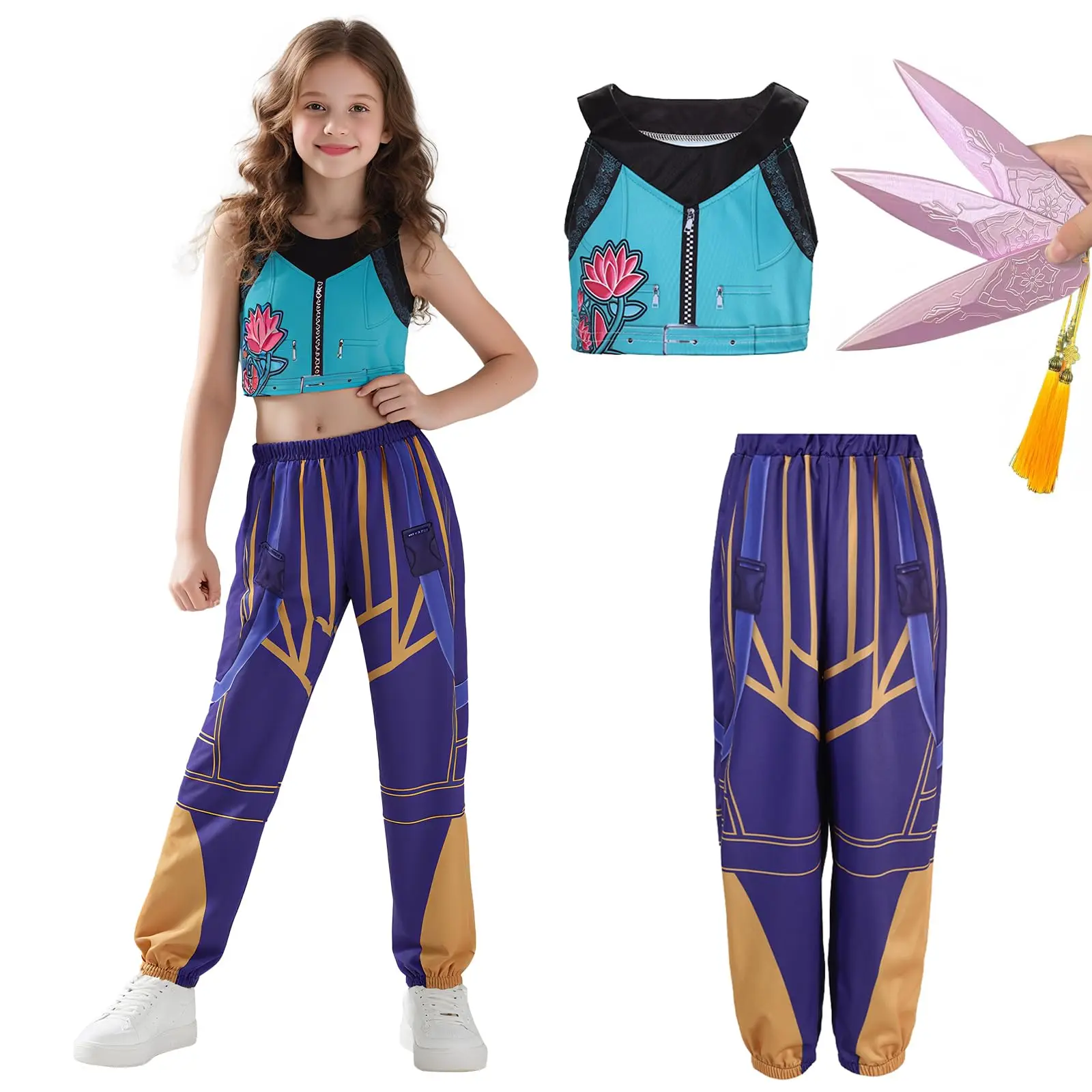Girls Pop Singer Costume Halloween K-Pop Demon Costume Singer Hunter Outfit Halloween Cosplay Props 3-14 Years
Girls Pop Singer Costume Halloween K-Pop Demon Costume Singer Hunter Outfit Halloween Cosplay Props 3-14 Years