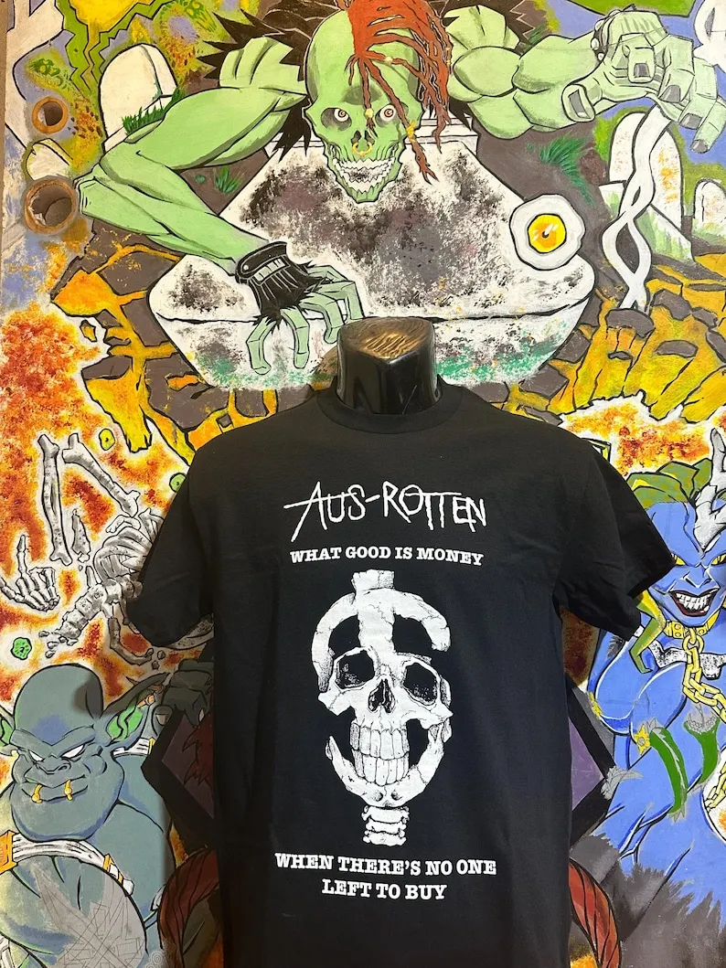 Aus Rotten "What Good Is Money" Shirt Leftover Crack Subhumans MDC Dead Kennedys Crust Punk OI
Aus Rotten "What Good Is Money" Shirt Leftover Crack Subhumans MDC Dead Kennedys Crust Punk OI