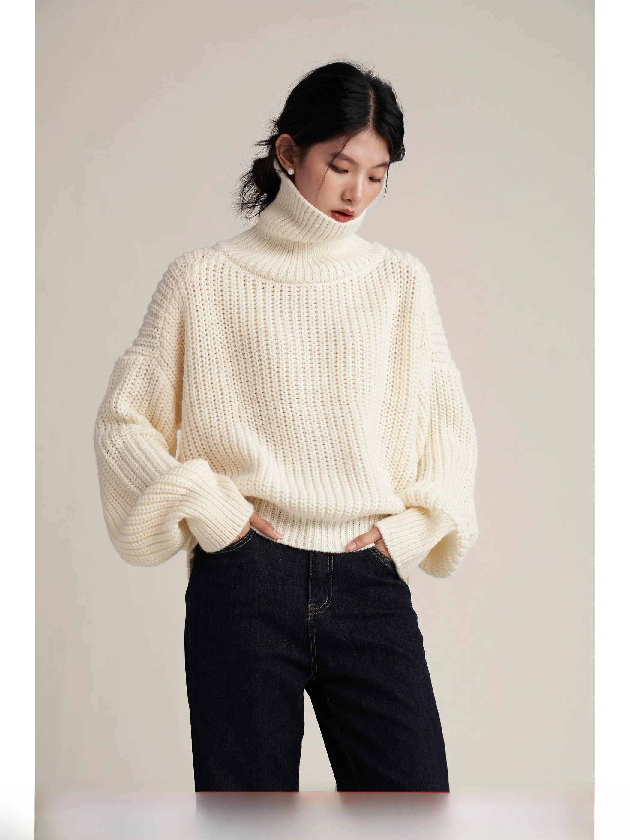 Thiened Heavyweight Knitted High Collar Sweater Loose Fit Long Sve Winter Warmers for Women Commute Sle Color
Thiened Heavyweight Knitted High Collar Sweater Loose Fit Long Sve Winter Warmers for Women Commute Sle Color