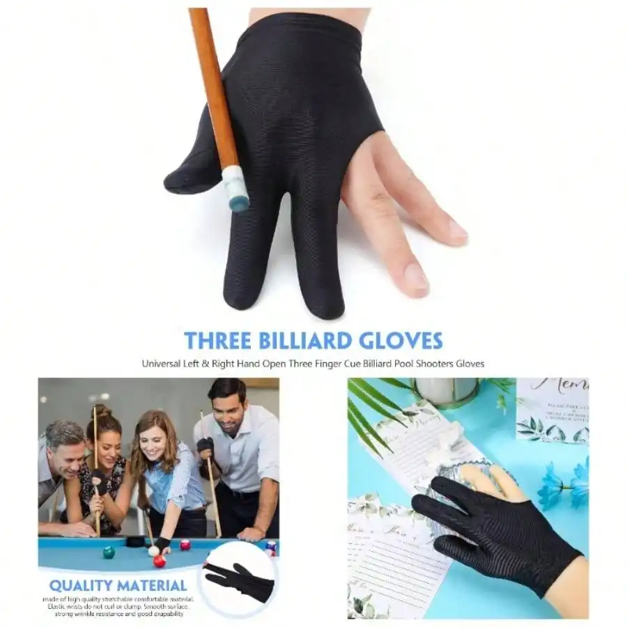 Breathable Billiards Pool 3 Fingers Cue Gloves Nylon Table Pool Left Right Hand Universal Shooter Cue Sports Gloves Women Men Indoor Game Kit Accessories, Black
Breathable Billiards Pool 3 Fingers Cue Gloves Nylon Table Pool Left Right Hand Universal Shooter Cue Sports Gloves Women Men Indoor Game Kit Accessories, Black
