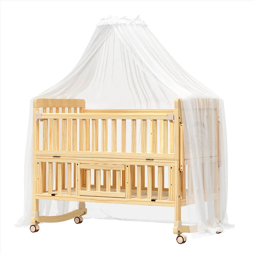 3 in 1 Multifunctional Pine Wood Kids Cribs Adjustable Wooden Baby Beds With Net for New Born
3 in 1 Multifunctional Pine Wood Kids Cribs Adjustable Wooden Baby Beds With Net for New Born