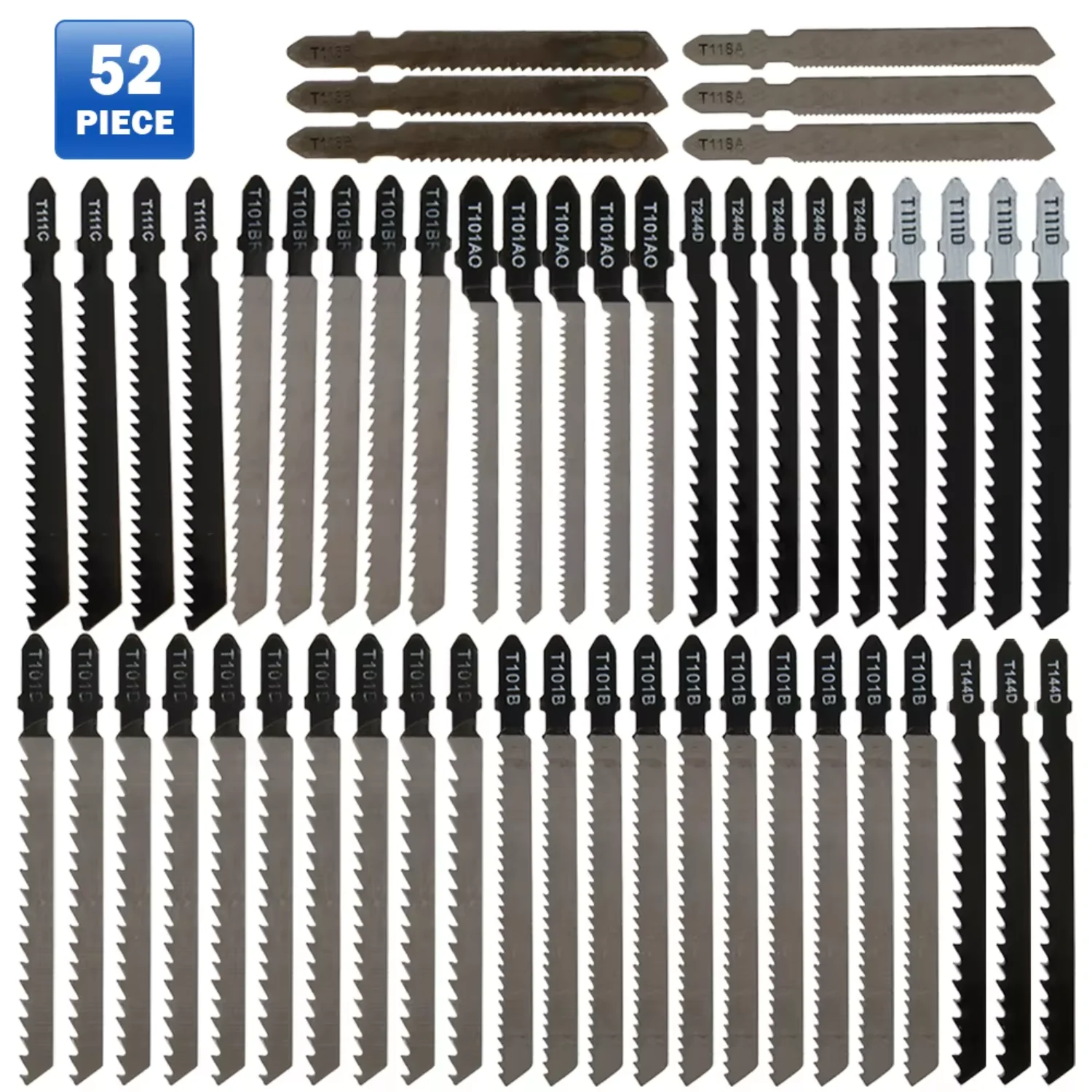 52Pcs Jig Saw Blade Set HCS High Carbon Steel Assorted Blades Fast Cut Down Jig Saw Jig Saw Cutter Accessories
52Pcs Jig Saw Blade Set HCS High Carbon Steel Assorted Blades Fast Cut Down Jig Saw Jig Saw Cutter Accessories