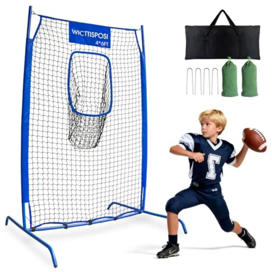 Football Throwing Net, Upgrade Heavy Duty Metal Frame Quarterback Training Equipment Throwing hine with 1-4 Targets, Easy Setup
Football Throwing Net, Upgrade Heavy Duty Metal Frame Quarterback Training Equipment Throwing hine with 1-4 Targets, Easy Setup
