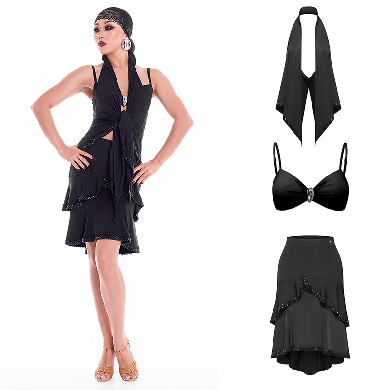 DUYQ Latin Dance Clothes Sexy Smock Hanging Neck Top Skirt Performance Costumes Chacha Rumba Tango Adults Practice Dress DN23434
DUYQ Latin Dance Clothes Sexy Smock Hanging Neck Top Skirt Performance Costumes Chacha Rumba Tango Adults Practice Dress DN23434