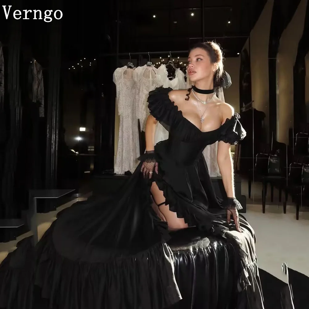 Verngo Sexy Black Satin Evening Dress Off The Shoulder A Line Prom Gowns Modern Princess Graduation Party Dresses Customized
Verngo Sexy Black Satin Evening Dress Off The Shoulder A Line Prom Gowns Modern Princess Graduation Party Dresses Customized