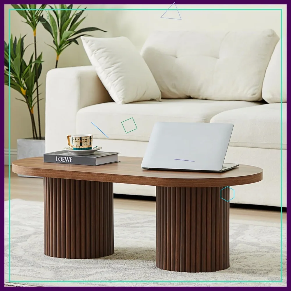 Modern Oval Fluted Coffee Table, Farmhouse Wood Center Table for Living Room Office (Walnut, 19.69" D x 39.38" W x 13.78" H)
Modern Oval Fluted Coffee Table, Farmhouse Wood Center Table for Living Room Office (Walnut, 19.69" D x 39.38" W x 13.78" H)