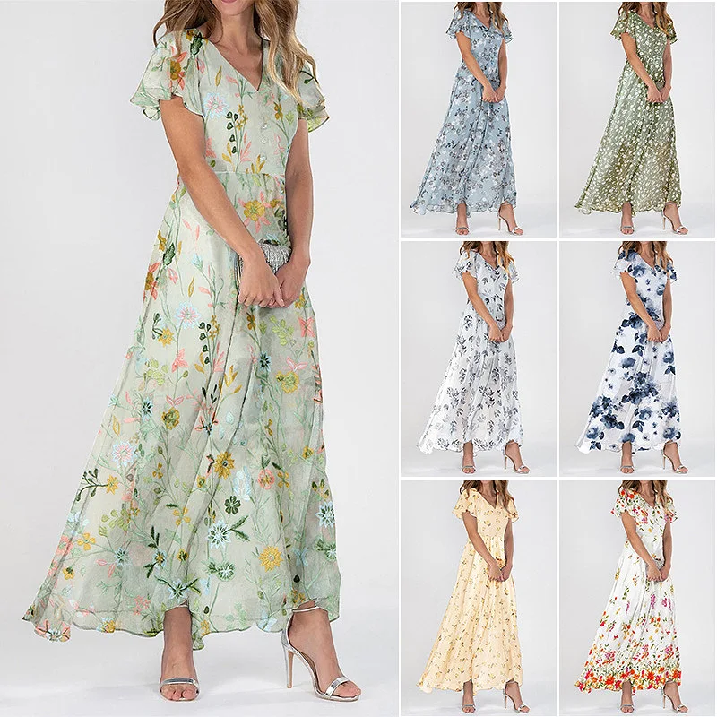 French floral chiffon dress long dress printing high-end women's clothing fashion simple luxury temperament elegant high-end res
French floral chiffon dress long dress printing high-end women's clothing fashion simple luxury temperament elegant high-end res