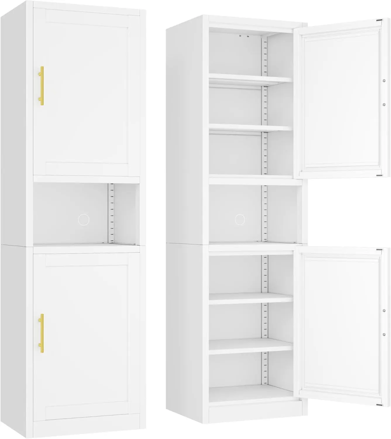 Tall Narrow Storage Cabinet 66.93" H Tall Bathroom Cabinet Metal Pantry Cabinets, 4 Adjustable Shelves for Kitchen, Home Office
Tall Narrow Storage Cabinet 66.93" H Tall Bathroom Cabinet Metal Pantry Cabinets, 4 Adjustable Shelves for Kitchen, Home Office