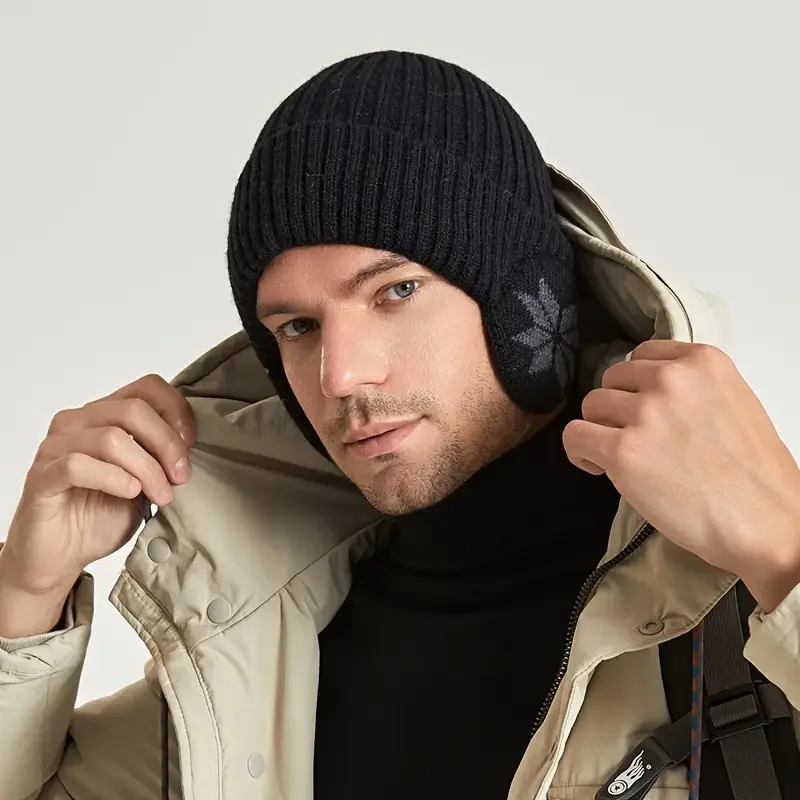 Snow Flake Earmuff Solid Winter Hat, Outdoor Breathable Beanie Ear Protection Thermal Warm Knitted Hat With , Unisex Hats
Snow Flake Earmuff Solid Winter Hat, Outdoor Breathable Beanie Ear Protection Thermal Warm Knitted Hat With , Unisex Hats