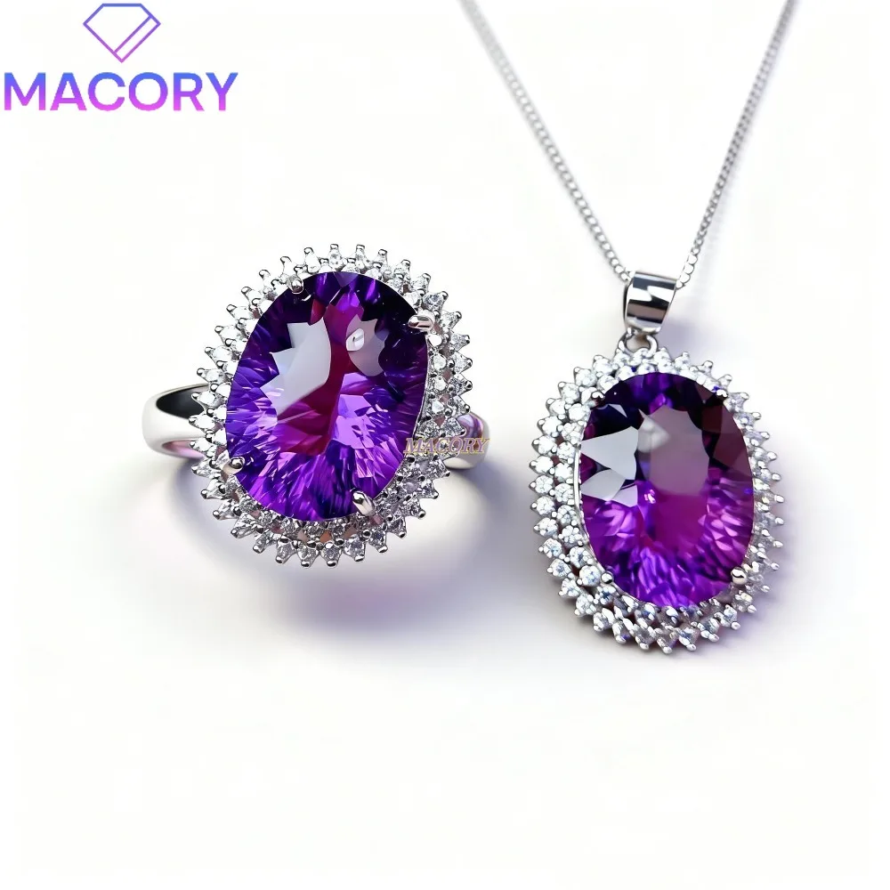 Natural amethyst jewellery set made of 925 sterling silver high-quality classic elegant gemstone gift for women on holidays
Natural amethyst jewellery set made of 925 sterling silver high-quality classic elegant gemstone gift for women on holidays