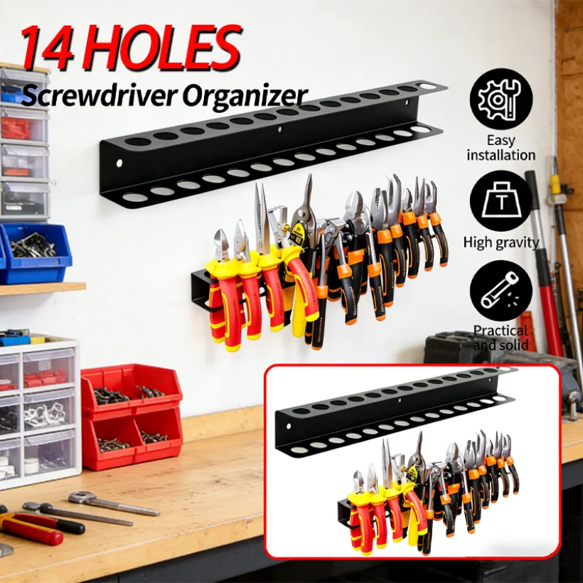 Screw Driver Holder Space-saving Tool Holder Heavy Duty Wall Mount Screwdriver Holder with 14 Holes for Tool Storage Rack Easy
Screw Driver Holder Space-saving Tool Holder Heavy Duty Wall Mount Screwdriver Holder with 14 Holes for Tool Storage Rack Easy