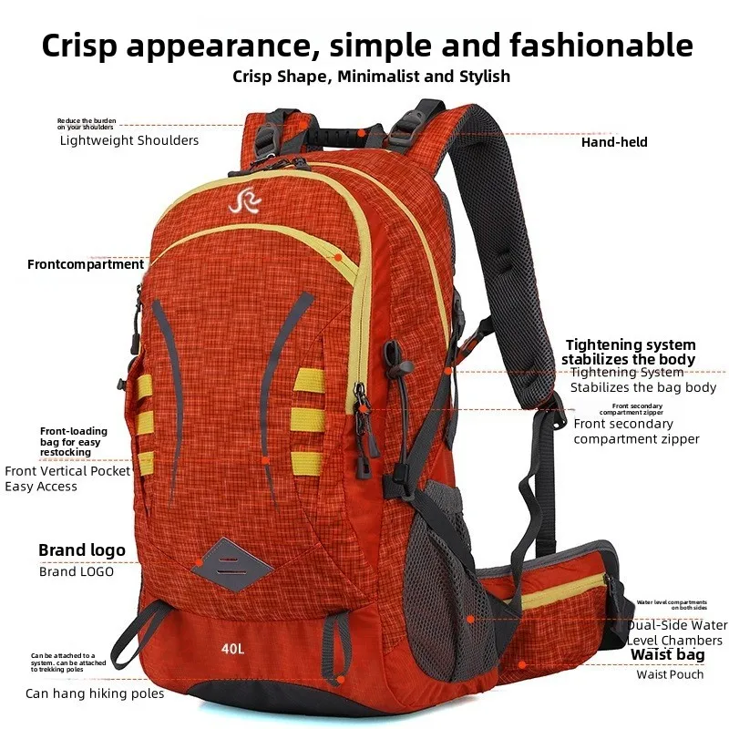 Outdoor waterproof hiking backpack, camping breathable backpack with dual shoulder straps, durable and large-capacity backpack
Outdoor waterproof hiking backpack, camping breathable backpack with dual shoulder straps, durable and large-capacity backpack