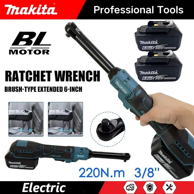 Makita Ratchet Wrench Extended Head Cordless Removal Screw Nut 220N.m 3/8" 1/2" Electric Driver Power Tools For 21V Battery
Makita Ratchet Wrench Extended Head Cordless Removal Screw Nut 220N.m 3/8" 1/2" Electric Driver Power Tools For 21V Battery