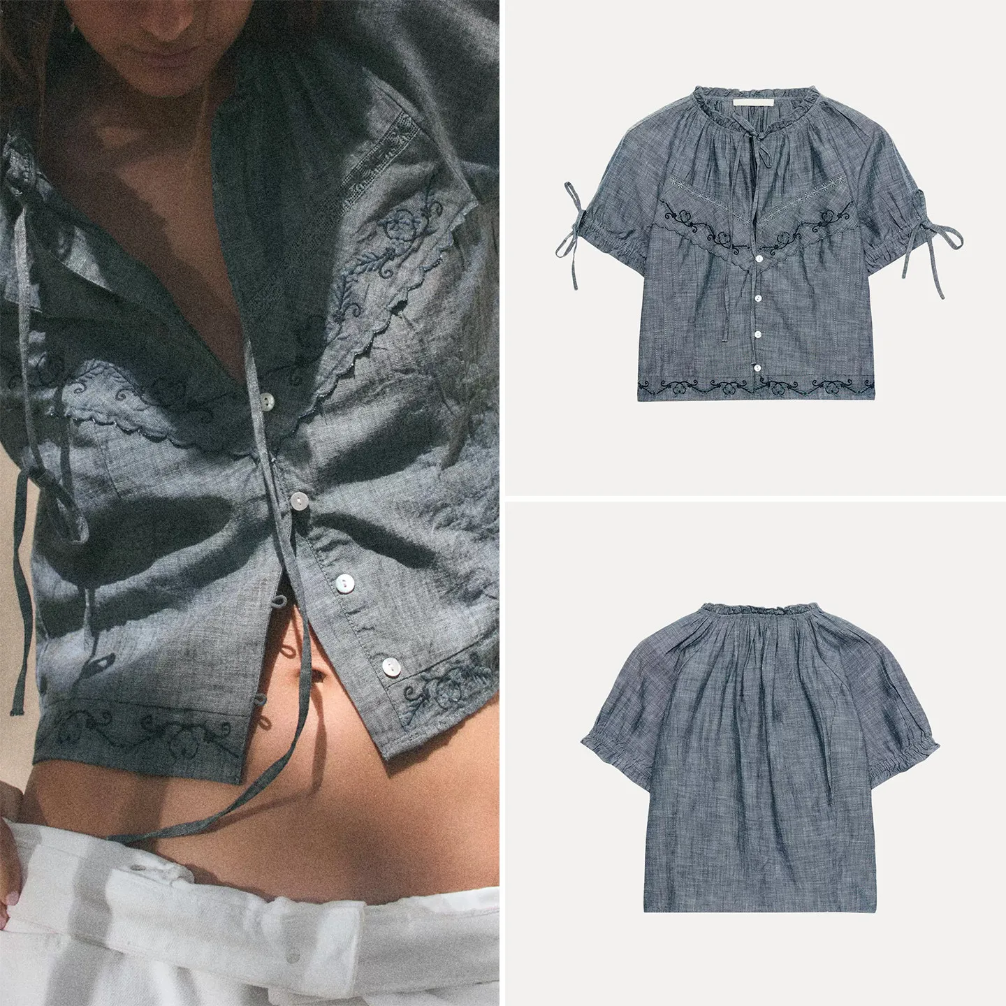 Casual round Neck Bubble Sleeve Shirt Women's Summer Fashion Knot Top European Style Short Sleeve round Collar Blouse
Casual round Neck Bubble Sleeve Shirt Women's Summer Fashion Knot Top European Style Short Sleeve round Collar Blouse