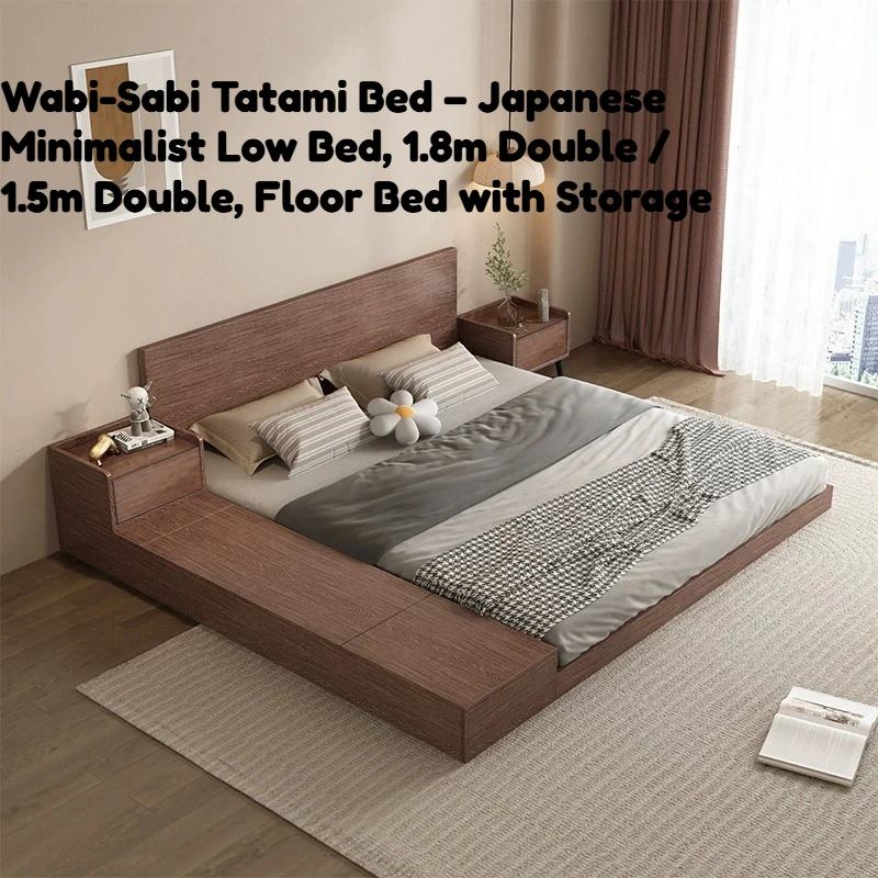Wabi-Sabi Tatami Frame Bed Japanese Simple Master Bedroom Bed 1.8m Double 1.5m Storage Floor Cama Matrimonial Home Furniture
Wabi-Sabi Tatami Frame Bed Japanese Simple Master Bedroom Bed 1.8m Double 1.5m Storage Floor Cama Matrimonial Home Furniture