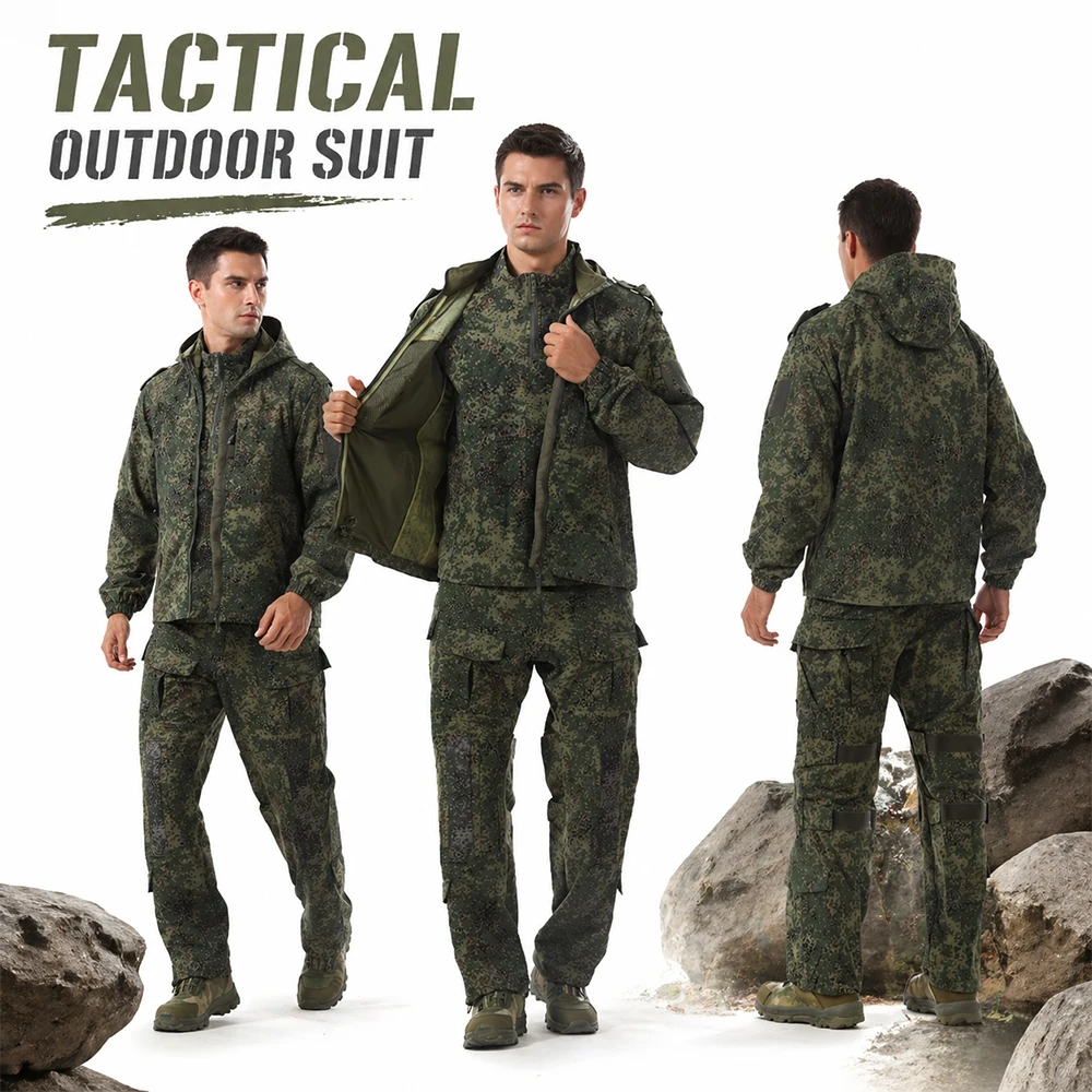 3-in-1 Tactical Camo Combat Uniform Quick Drying Waterproof Windproof Jacket Pants Set for Men All Season Outdoor Sports Wear
3-in-1 Tactical Camo Combat Uniform Quick Drying Waterproof Windproof Jacket Pants Set for Men All Season Outdoor Sports Wear