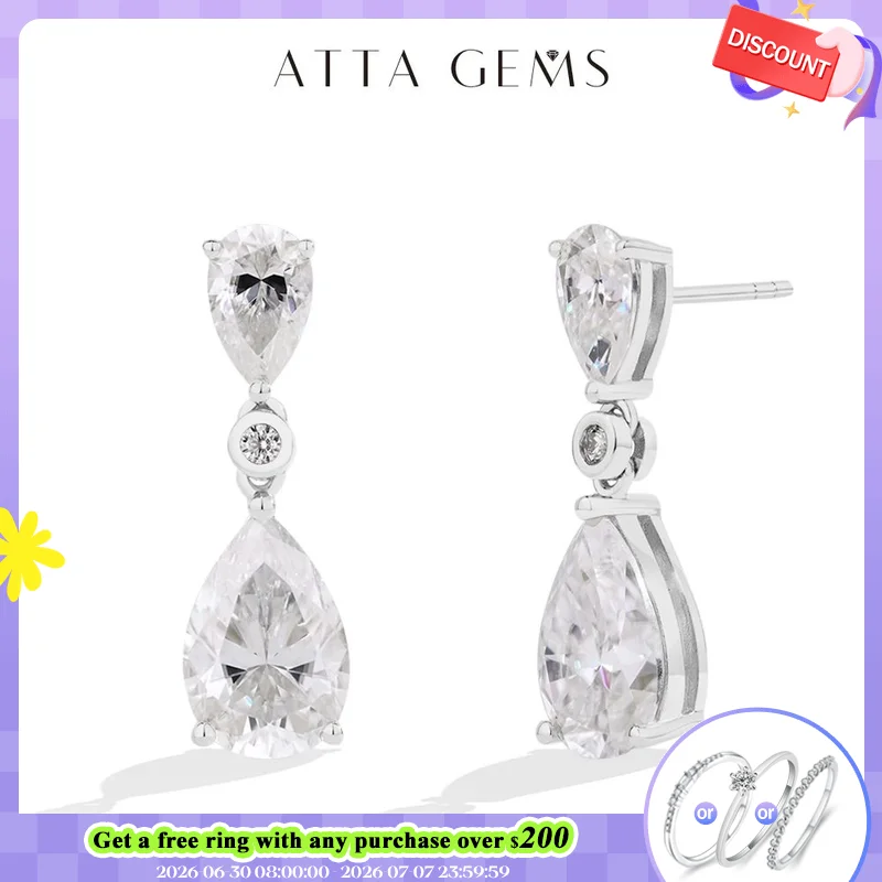 ATTAGEMS Pear Cut 5.03CT Moissanite Drop Earrings For Women Top Quality 925 Sterling Silver Engagement Wedding Fine Jewelry Gift
ATTAGEMS Pear Cut 5.03CT Moissanite Drop Earrings For Women Top Quality 925 Sterling Silver Engagement Wedding Fine Jewelry Gift