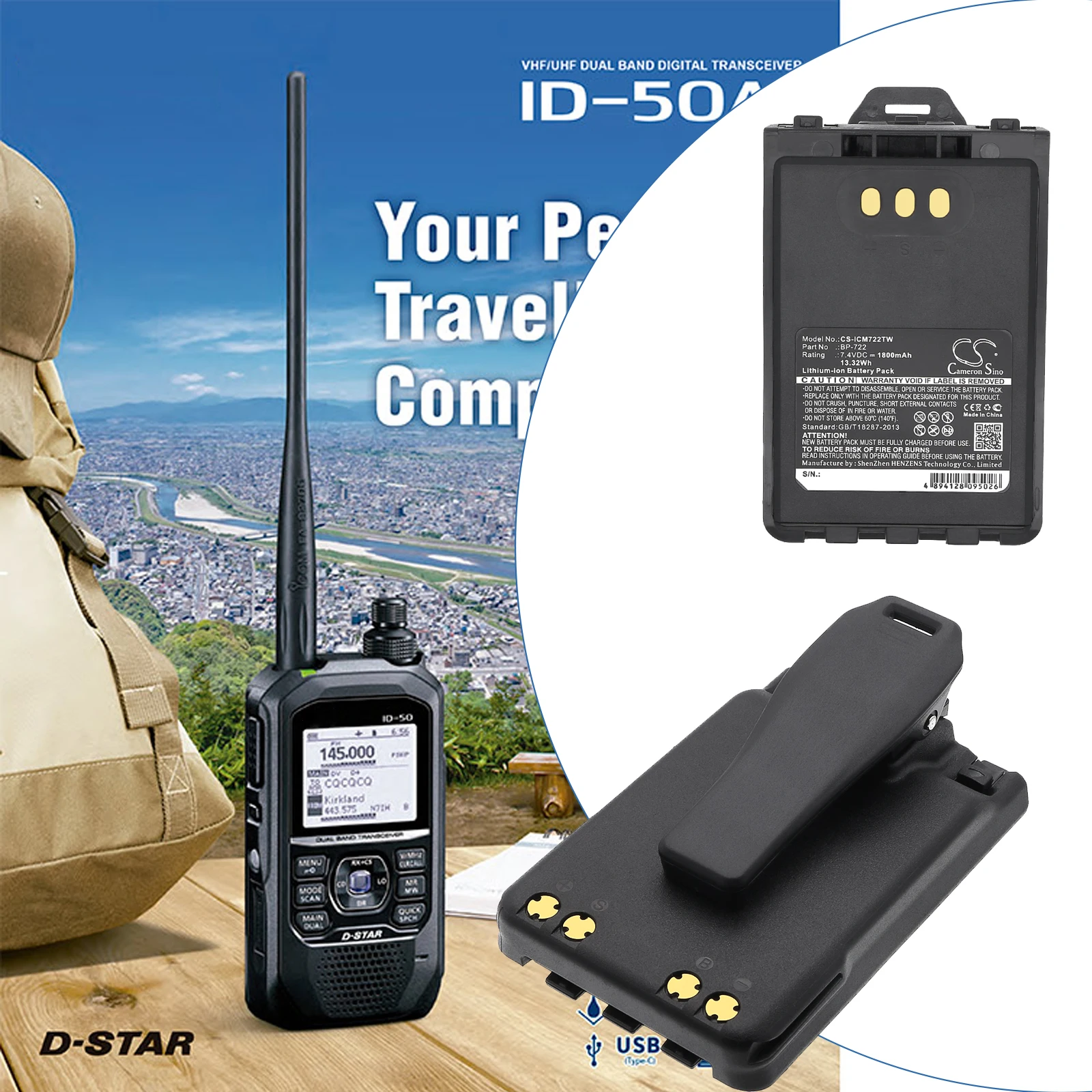 Аккумулятор CameronSino для двусторонней радиосвязи BP-722 для Icom ID-31A, ID-31E, ID-51A, ID-51E Li-ion 7,40 В 1800 мАч / 13,32 Втч
Аккумулятор CameronSino для двусторонней радиосвязи BP-722 для Icom ID-31A, ID-31E, ID-51A, ID-51E Li-ion 7,40 В 1800 мАч / 13,32 Втч