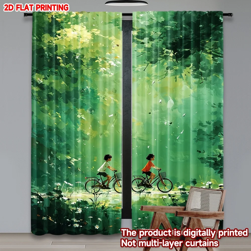 2D flat printing 2pcs Curtain Cycling Through Forest Digital Printed Polyester Drapes Holiday Decorations for Photo Booths &
2D flat printing 2pcs Curtain Cycling Through Forest Digital Printed Polyester Drapes Holiday Decorations for Photo Booths &