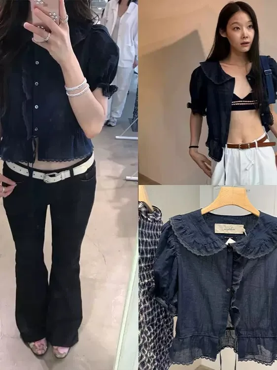 Cute Style Pure Cotton Short Sleeve Shirt with Button Detail Baby Collar Ruffle Trim Top Women's Summer Breathable Skin-friendly
Cute Style Pure Cotton Short Sleeve Shirt with Button Detail Baby Collar Ruffle Trim Top Women's Summer Breathable Skin-friendly
