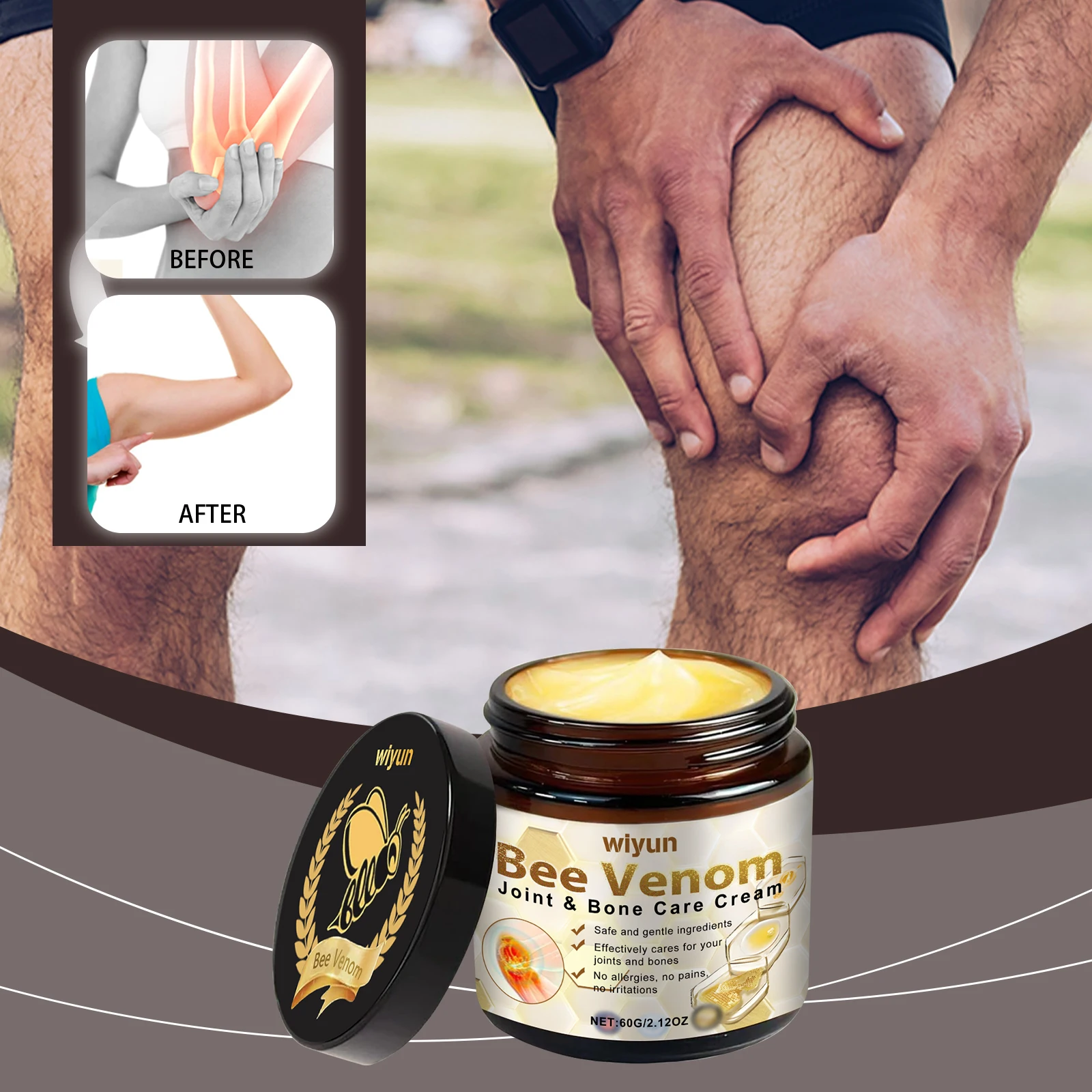 Bee Venom Cream for Joint and Muscles Soothing Leg Skin Reduce Itchiness Strengthen Barrier Moisturizing Knee Body Massage Cream
Bee Venom Cream for Joint and Muscles Soothing Leg Skin Reduce Itchiness Strengthen Barrier Moisturizing Knee Body Massage Cream