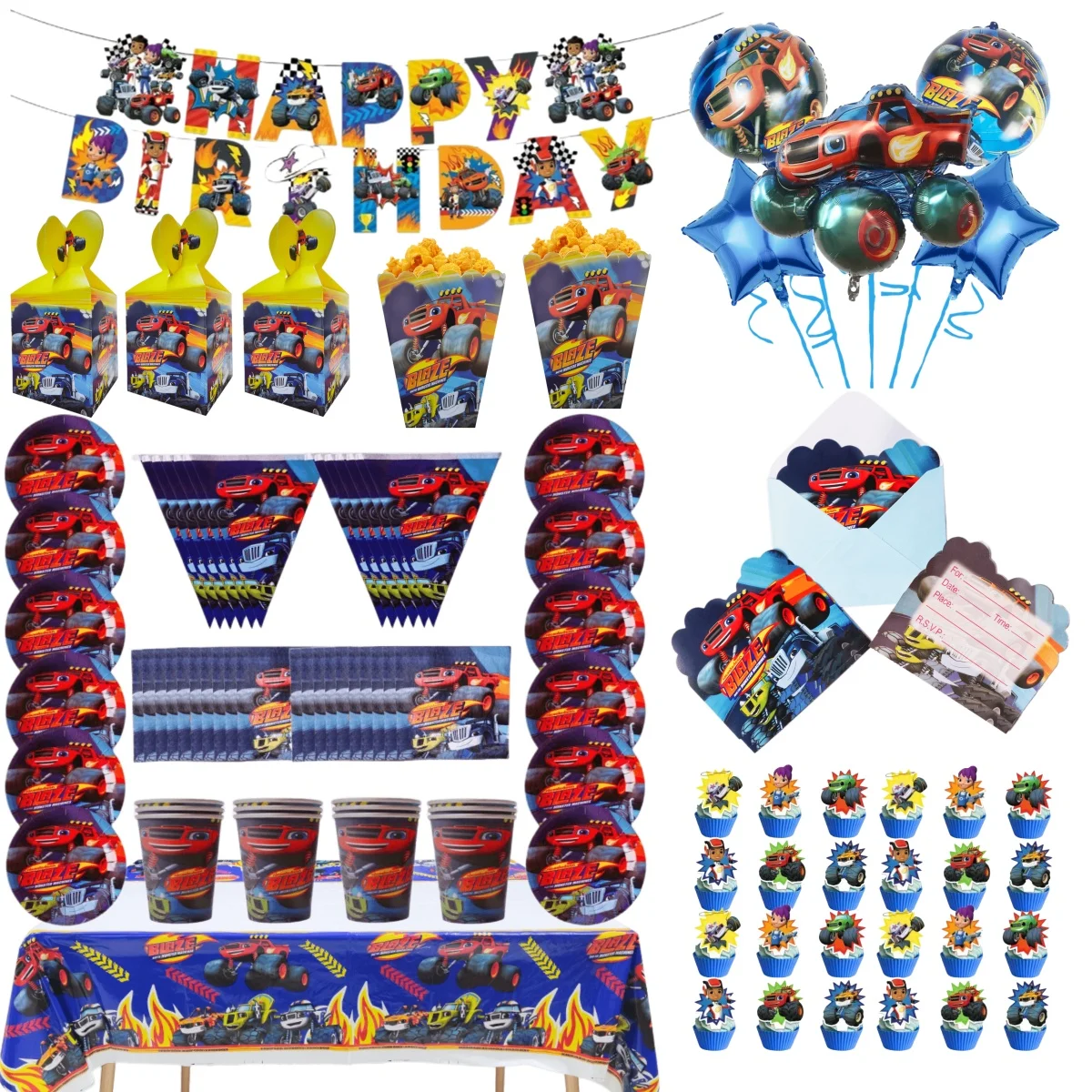Cartoon Blaze Boy Car Theme Birthday Party Supplies Balloon Decoration Party Tablecloth Napkins Background Banner Gift Bag
Cartoon Blaze Boy Car Theme Birthday Party Supplies Balloon Decoration Party Tablecloth Napkins Background Banner Gift Bag