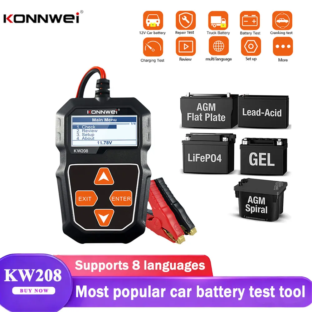 KONNWEI KW208 12 В тестер автомобильного аккумулятора, тестер нагрузки, автомобильный анализатор генератора переменного тока, тест напряжения формы сигнала для автомобиля/мотоцикла
KONNWEI KW208 12 В тестер автомобильного аккумулятора, тестер нагрузки, автомобильный анализатор генератора переменного тока, тест напряжения формы сигнала для автомобиля/мотоцикла