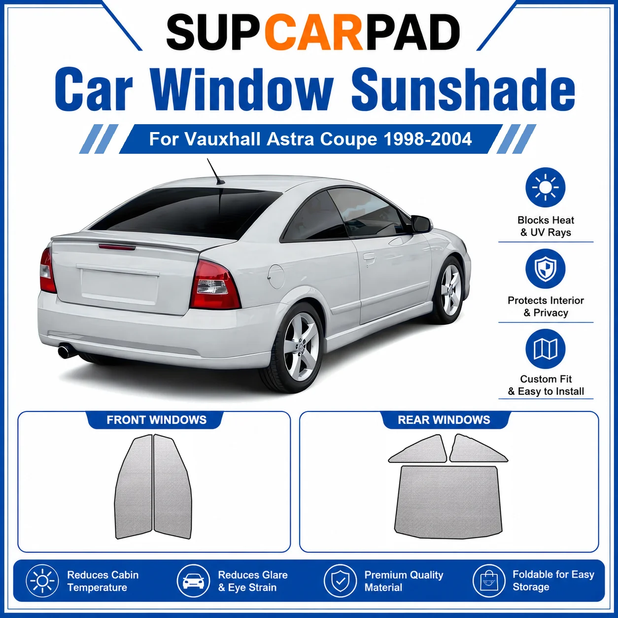 For Vauxhall - Vauxhall Astra Coupe 1998-2004 Full Set Car Window Sunshades UV Block Privacy Heat Insulated Foldable Car Curtain
For Vauxhall - Vauxhall Astra Coupe 1998-2004 Full Set Car Window Sunshades UV Block Privacy Heat Insulated Foldable Car Curtain