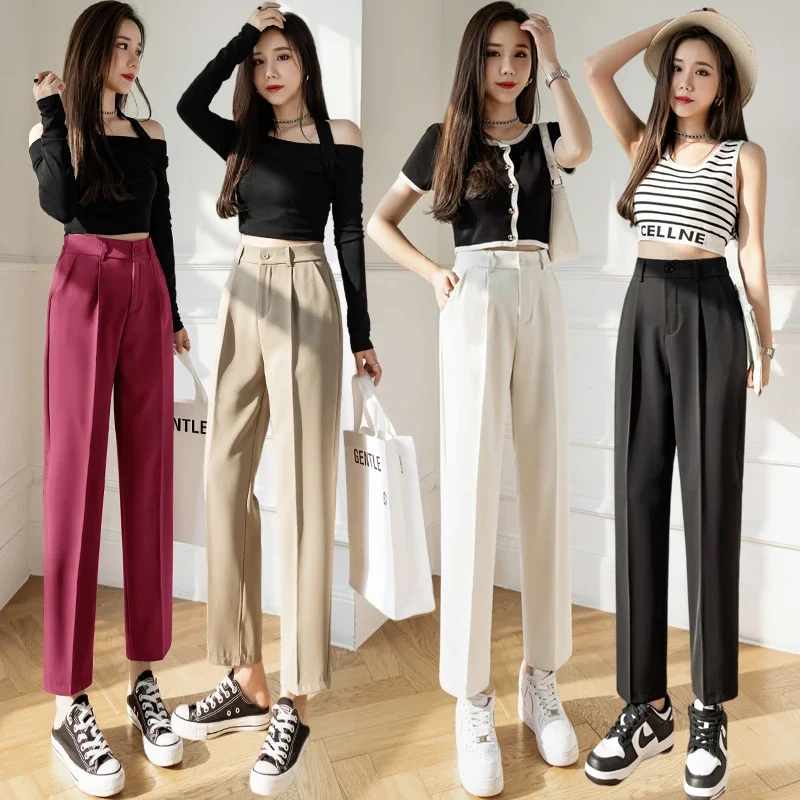 Korean High Waist Slim Fit Trousers Female Fall Summer Casual Loose Office Lady Suit Pants Fashion Solid Color Work Pant 2024
Korean High Waist Slim Fit Trousers Female Fall Summer Casual Loose Office Lady Suit Pants Fashion Solid Color Work Pant 2024