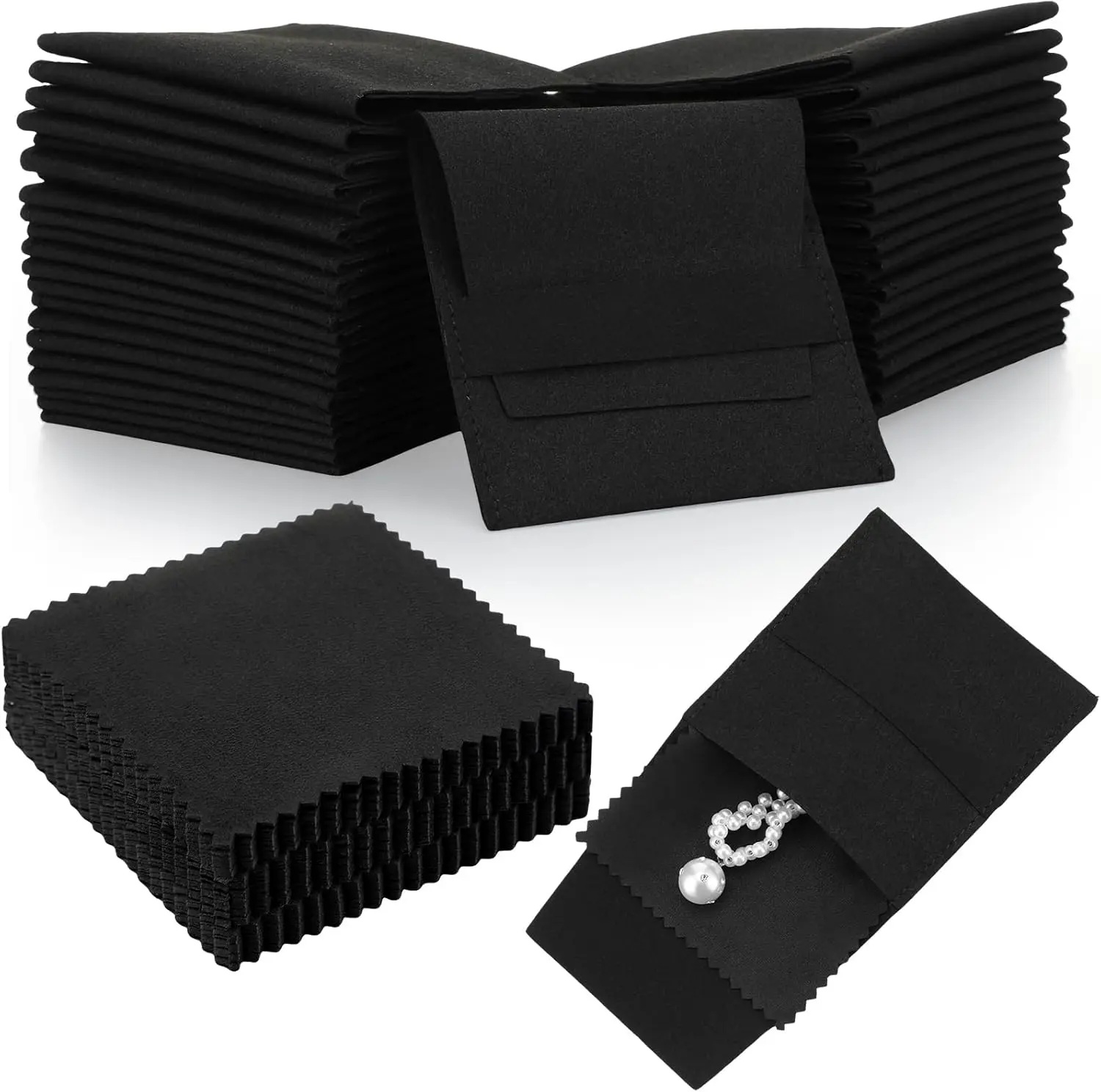 40pcs Microfiber Jewelry Pouch 8x8cm Packaging Bag Luxury Gift Fixed Strap Envelope Style Packaging with Cleaning Cloth(Black)
40pcs Microfiber Jewelry Pouch 8x8cm Packaging Bag Luxury Gift Fixed Strap Envelope Style Packaging with Cleaning Cloth(Black)