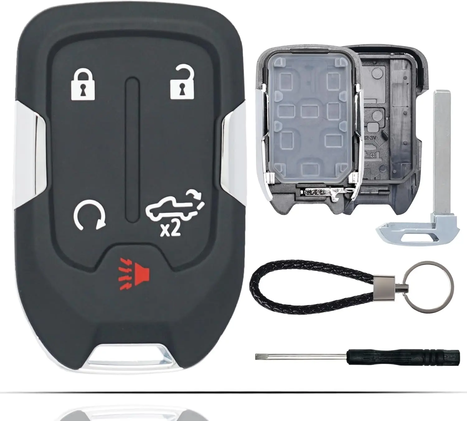 Key Fob Shell Case Replacement for Chevy Silverado GMC Sierra 1500 2500HD 3500HD 2019-2023 5 Button
Key Fob Shell Case Replacement for Chevy Silverado GMC Sierra 1500 2500HD 3500HD 2019-2023 5 Button