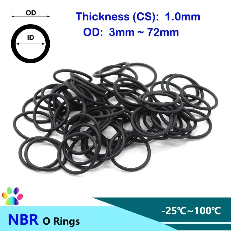 50Pcs Black NBR O Ring Seal Gasket Thickness CS 1.0mm OD 3~72mm Nontoxic Nitrile Butadiene Rubber Spacer Oil Resistant Washer
50Pcs Black NBR O Ring Seal Gasket Thickness CS 1.0mm OD 3~72mm Nontoxic Nitrile Butadiene Rubber Spacer Oil Resistant Washer