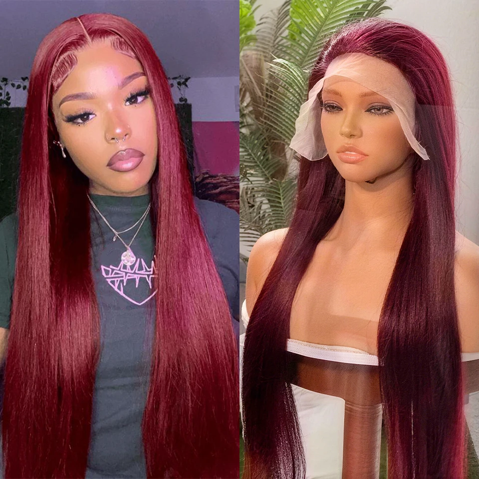 99J Burgundy 13x4 Lace Frontal Wig Human Hair Straight Hair Pre Plucked 4x4 Lace Closure Wig Remy Hair
99J Burgundy 13x4 Lace Frontal Wig Human Hair Straight Hair Pre Plucked 4x4 Lace Closure Wig Remy Hair