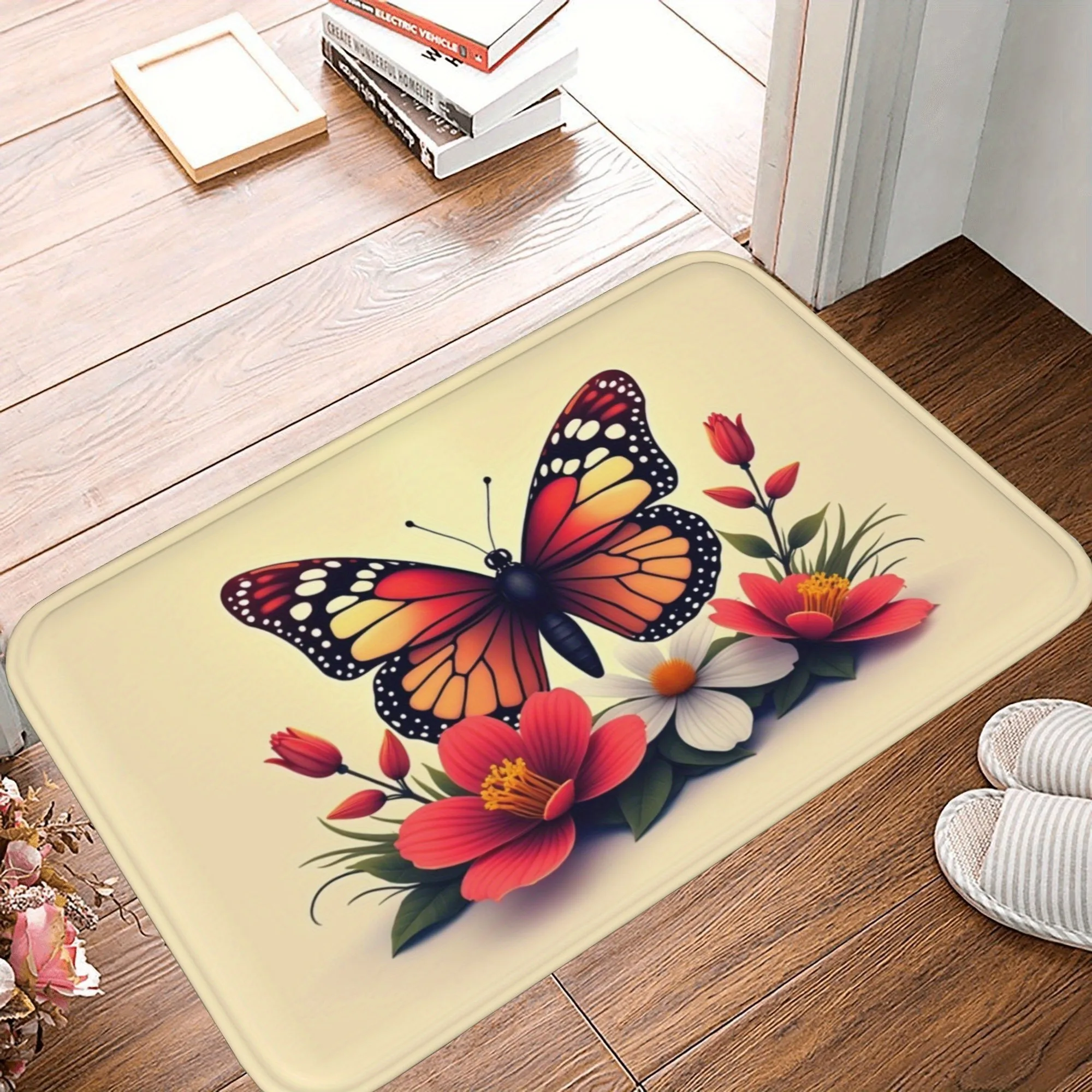 1PC Butterfly & Floral Harmony Kitchen Rug Non-Slip Door Mat Pop design Bathroom Rug Bath Mat Carpet for Home Sink Laundry Decor
1PC Butterfly & Floral Harmony Kitchen Rug Non-Slip Door Mat Pop design Bathroom Rug Bath Mat Carpet for Home Sink Laundry Decor