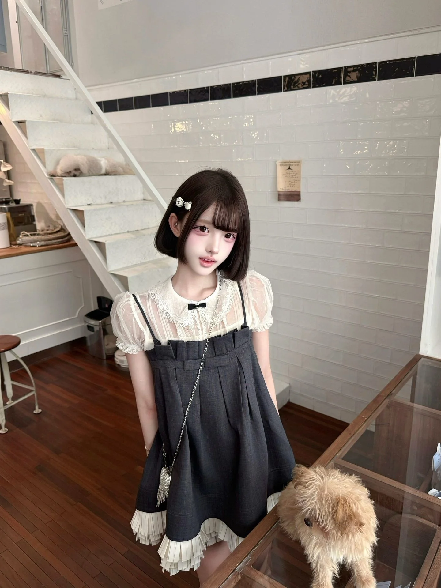 Sweet School Uniform Style Plaid Dress with Bow Tie And Lace Collar Top Women's Fashion Set Short Sleeve Bubble Sleeve Dress
Sweet School Uniform Style Plaid Dress with Bow Tie And Lace Collar Top Women's Fashion Set Short Sleeve Bubble Sleeve Dress