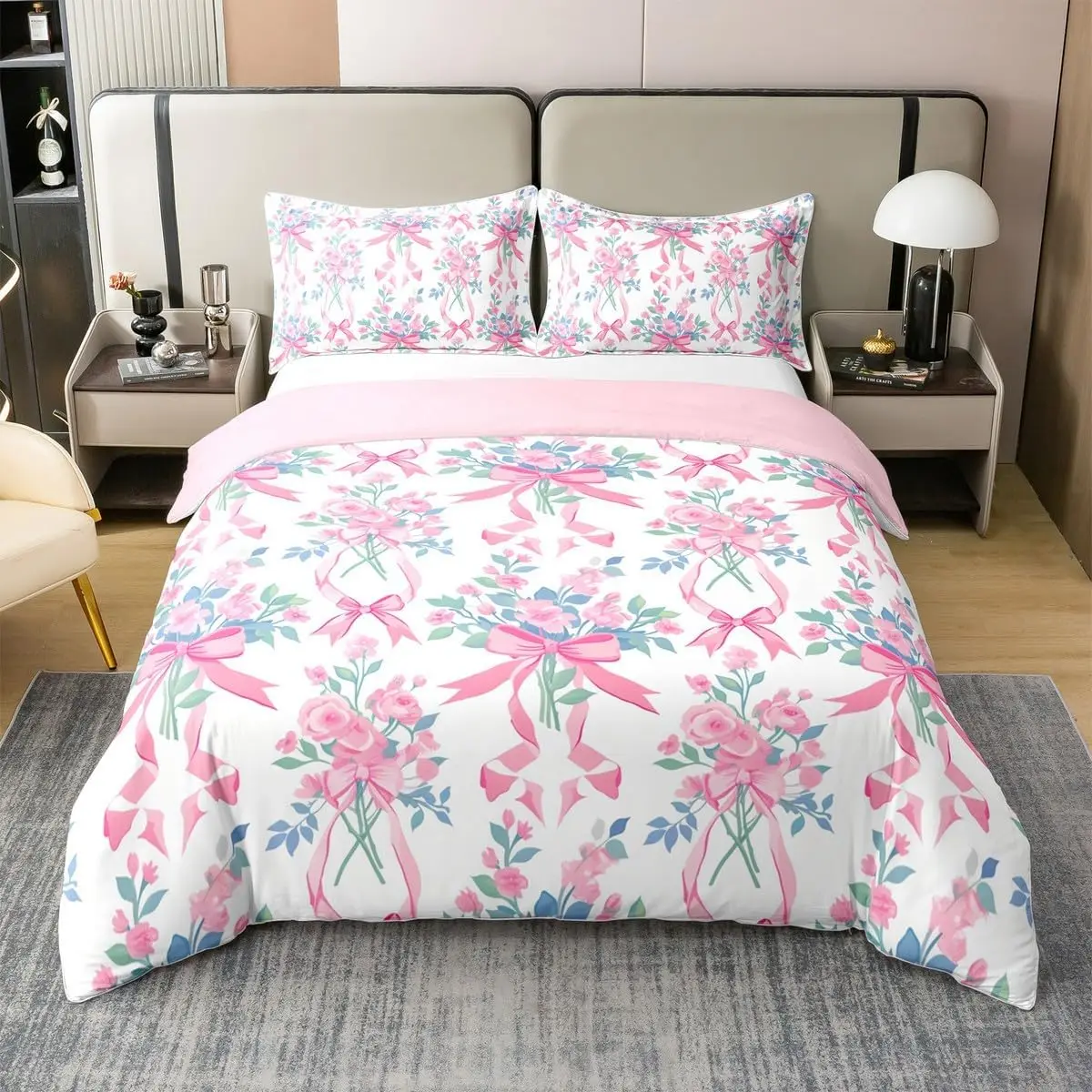 Fairy Bow Duvet Cover Queen King Size Flower Bedding Set Bedroom Floral Quilt Cover Kids Cartoon Bow 3 Pcs with 2 Pillowcases
Fairy Bow Duvet Cover Queen King Size Flower Bedding Set Bedroom Floral Quilt Cover Kids Cartoon Bow 3 Pcs with 2 Pillowcases