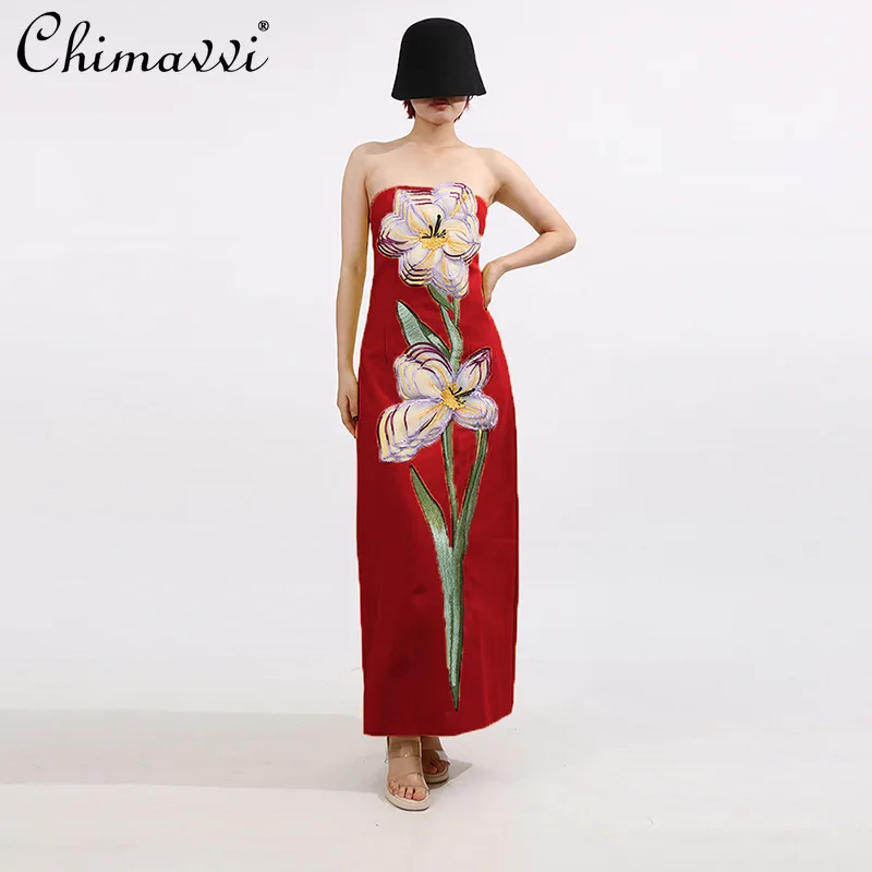 French Temperament Elegant Socialite Summer Evening Dresses Retro Embroidery 3D Flower High Waist Slim Split Long Dress Women
French Temperament Elegant Socialite Summer Evening Dresses Retro Embroidery 3D Flower High Waist Slim Split Long Dress Women