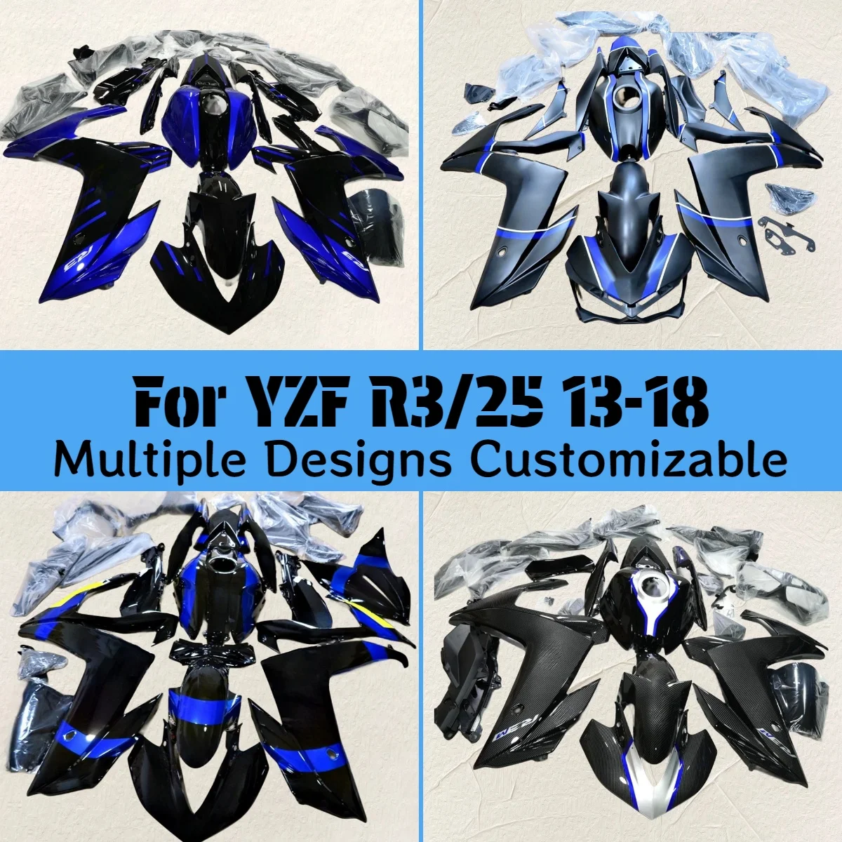Custom Fairings for YAMAHA YZFR3 R25 2013-2018 Aftermarket Motorcycle Bodywork Set Fairing Kit YZFR25 R3 13-18
Custom Fairings for YAMAHA YZFR3 R25 2013-2018 Aftermarket Motorcycle Bodywork Set Fairing Kit YZFR25 R3 13-18