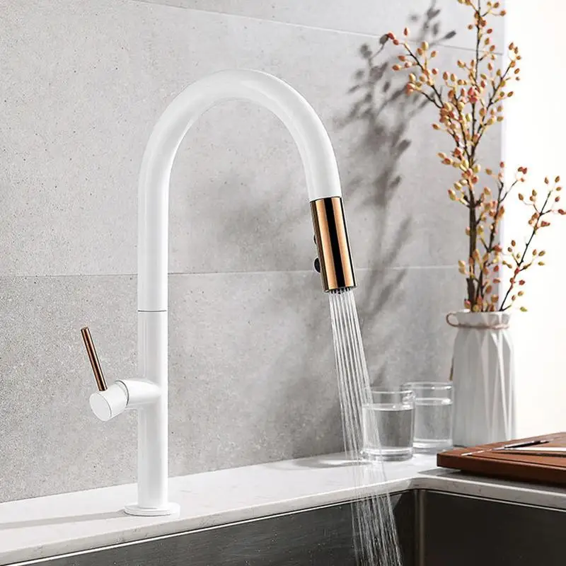 Newly Arrived Pull Out Kitchen Faucet Rose gold and White Sink Mixer Tap 360 degree rotation kitchen mixer taps Kitchen Tap
Newly Arrived Pull Out Kitchen Faucet Rose gold and White Sink Mixer Tap 360 degree rotation kitchen mixer taps Kitchen Tap