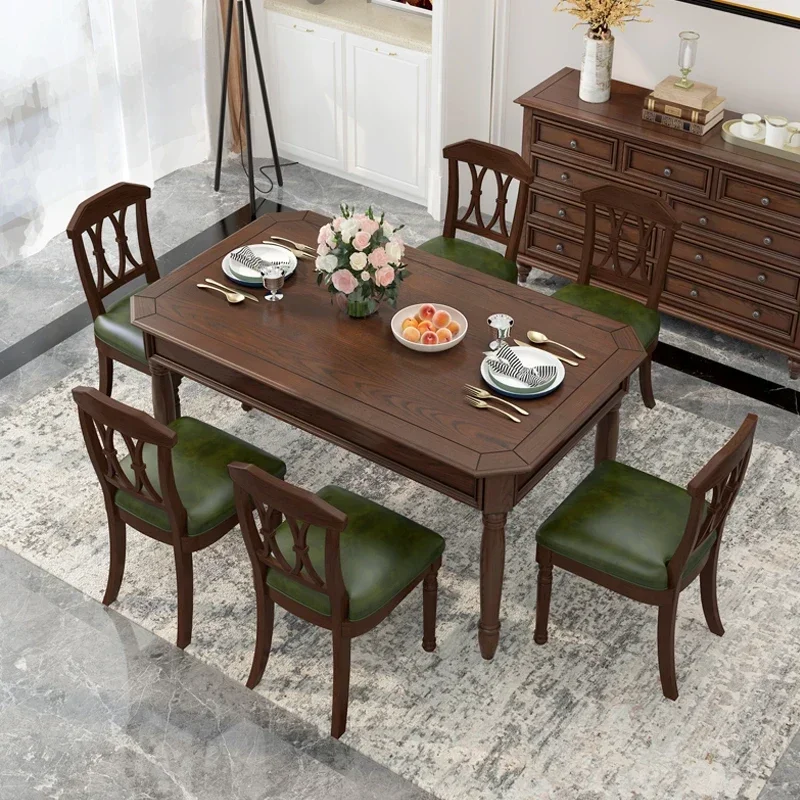 American-Style Solid Wood Dining Table Country Retro Dining Tables and Chairs Set Small Apartment Living Room
American-Style Solid Wood Dining Table Country Retro Dining Tables and Chairs Set Small Apartment Living Room