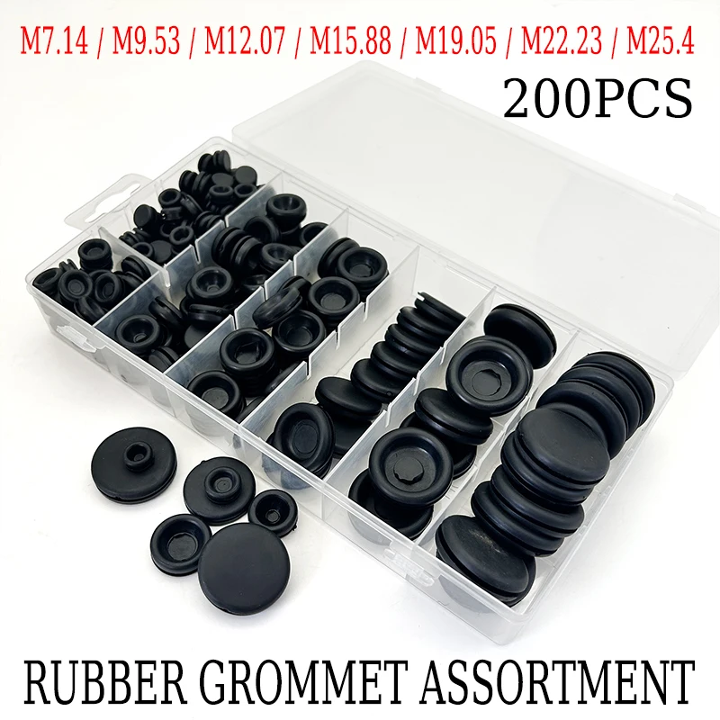 Black Rubber Hole Grommet Kit 200Pcs M7.14/9.53/12.07/15.88/19.05/22.23/25.4 Dustproof Seal Ring for Machinery Electrical Wiring
Black Rubber Hole Grommet Kit 200Pcs M7.14/9.53/12.07/15.88/19.05/22.23/25.4 Dustproof Seal Ring for Machinery Electrical Wiring