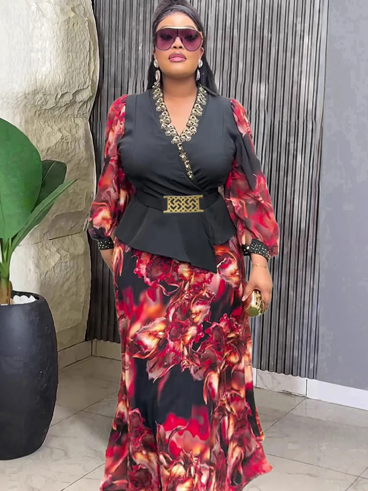 Two Piece Set African Clothing Women Dashiki Print V-neck Long Sleeve Tops And Skirt Suit Ankara Outfits Party Evening Dresses
Two Piece Set African Clothing Women Dashiki Print V-neck Long Sleeve Tops And Skirt Suit Ankara Outfits Party Evening Dresses